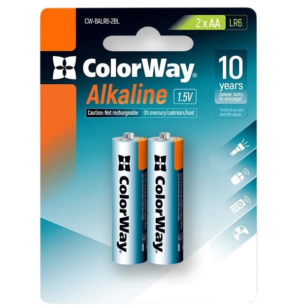 сolorway alkaline power лужні aa (2шт) blister батарейки