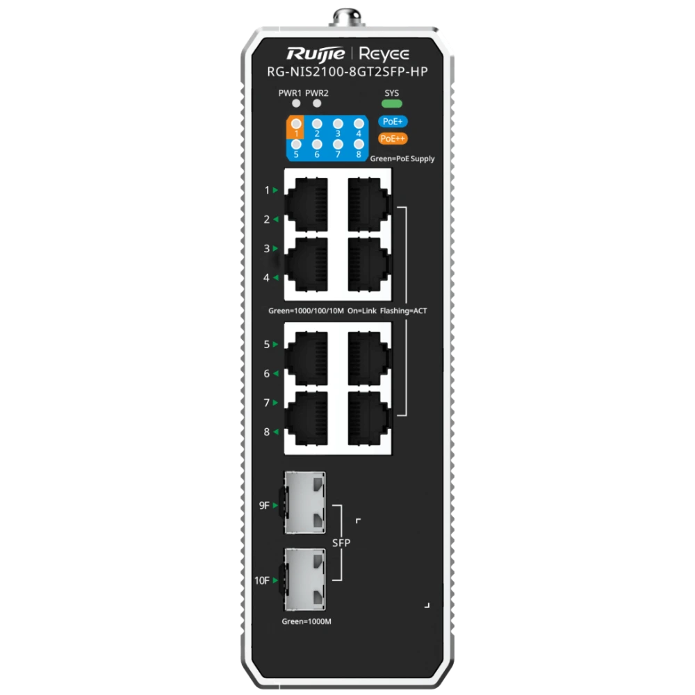 ruijie reyee rg-nis2100-8gt2sfp-hp poe++ комутатор 10 портів керований