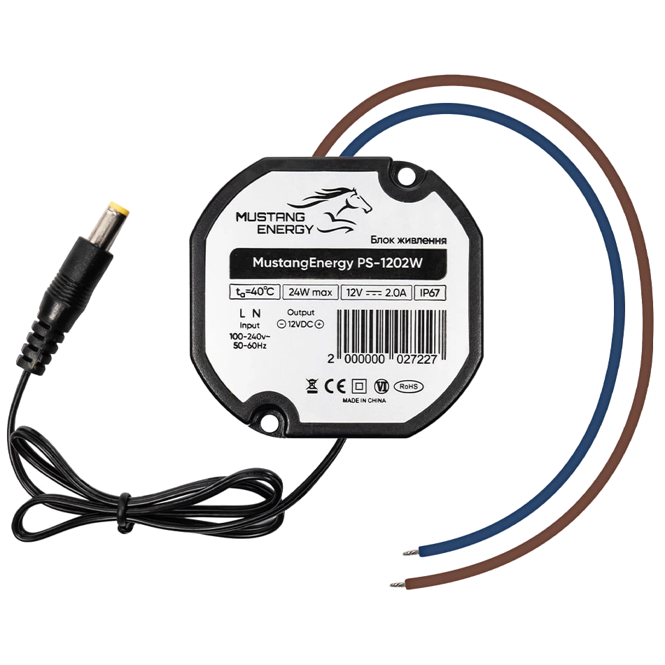 mustang energy ps-1202w ip67 блок живлення