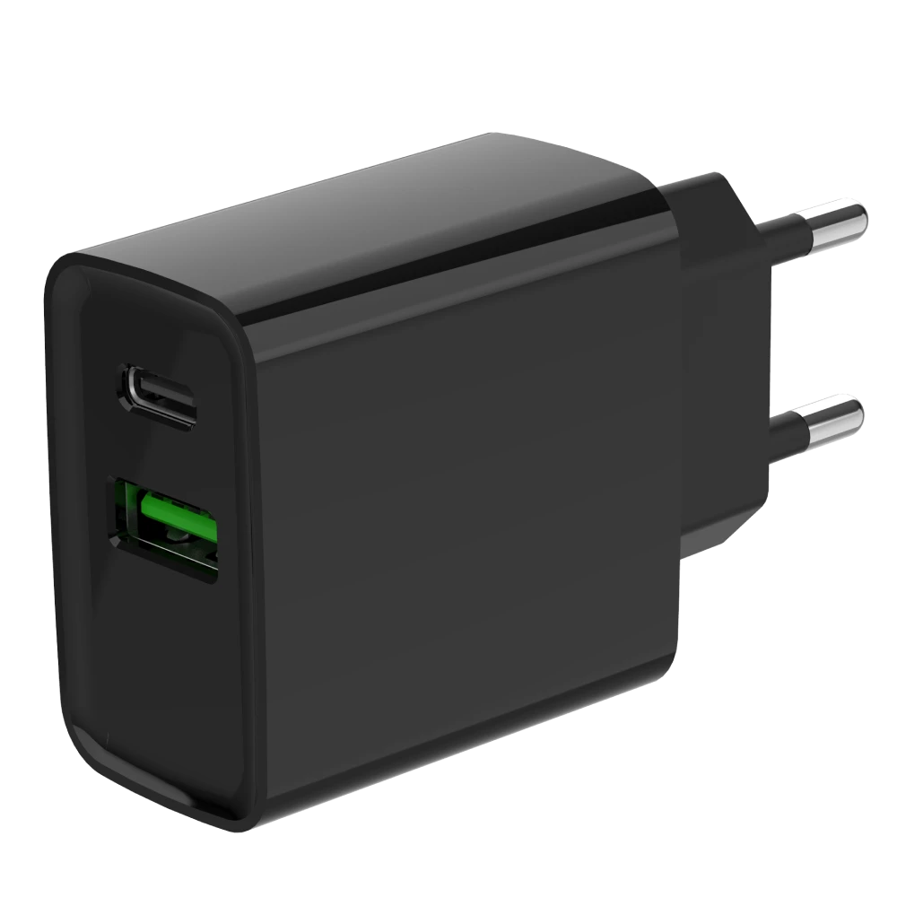 gembird ta-uc-pdqc20-01-bk (usb type a + usb type c) мережевий зарядний пристрій