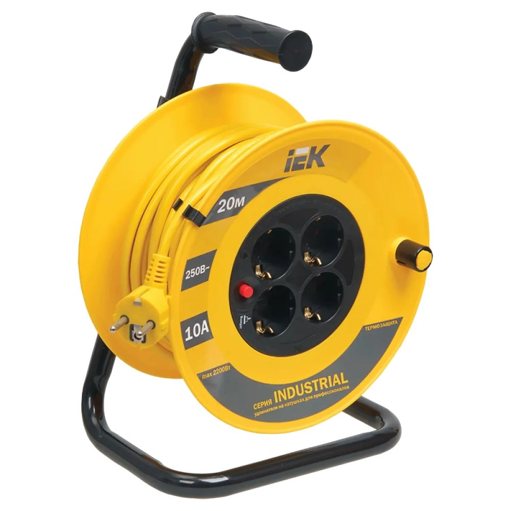 iek подовжувач-катушка 4гн 20м з/к ук20 т/з (3х1,5мм2) ip44