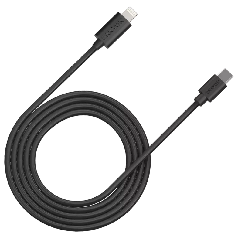 canyon cfi12b black (lightning - usb-c ) 2м 20вт кабель