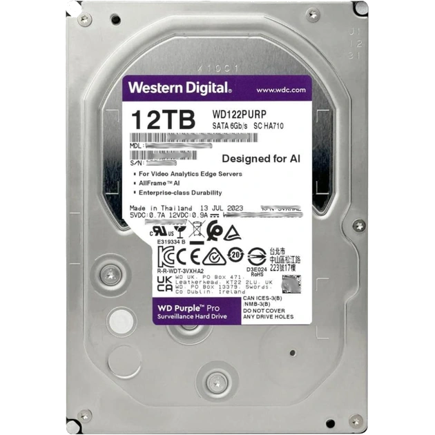 western digital wd122purp 12тб жорсткий диск внутрішній