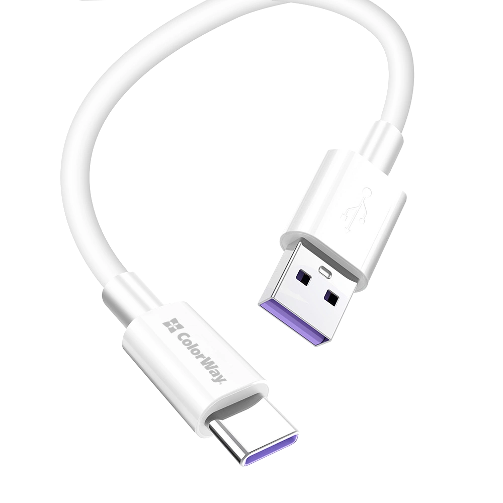 colorway usb - type-c (fast charging) 5.0а 1м білий кабель