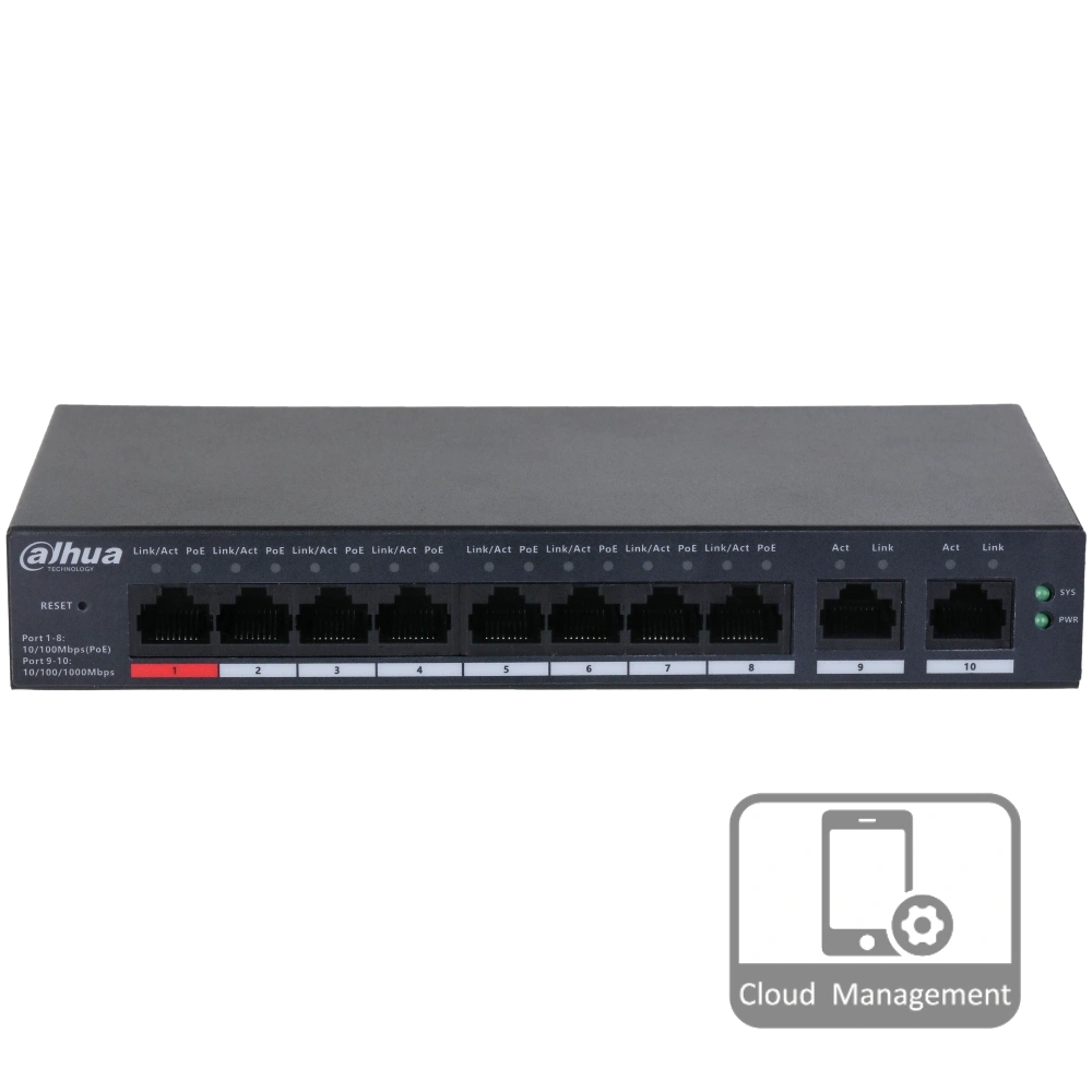 dahua dh-cs4010-8et-110 poe комутатор 10 портів керований