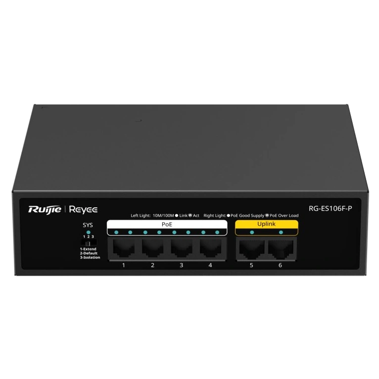 ruijie reyee rg-es106f-p poe комутатор 6 портів некерований