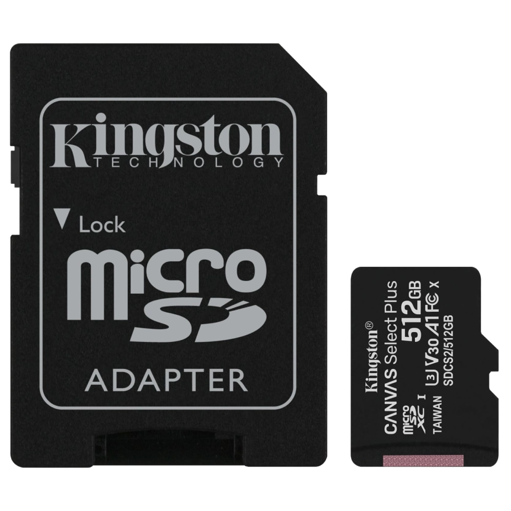 kingston 512gb micsdxc canvas select plus 100r a1 c10 card + adp модуль флеш-пам'яті
