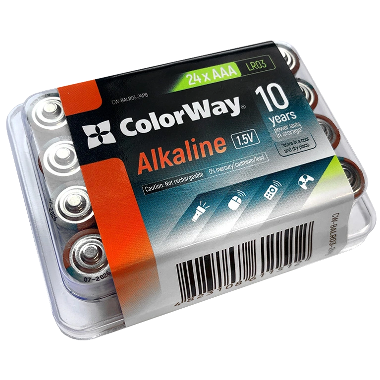 сolorway alkaline power лужні aaa (24шт) plastic box батарейки