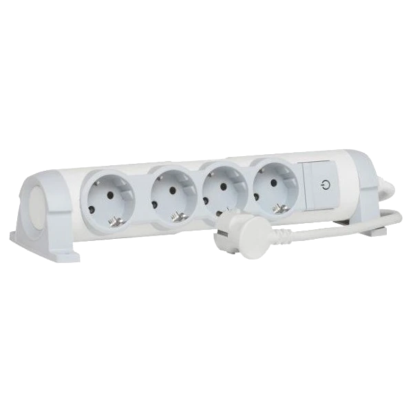legrand 4xschuko 3gх1,5 мм, 3м мережевий подовжувач з вимикачем білий, комфорт