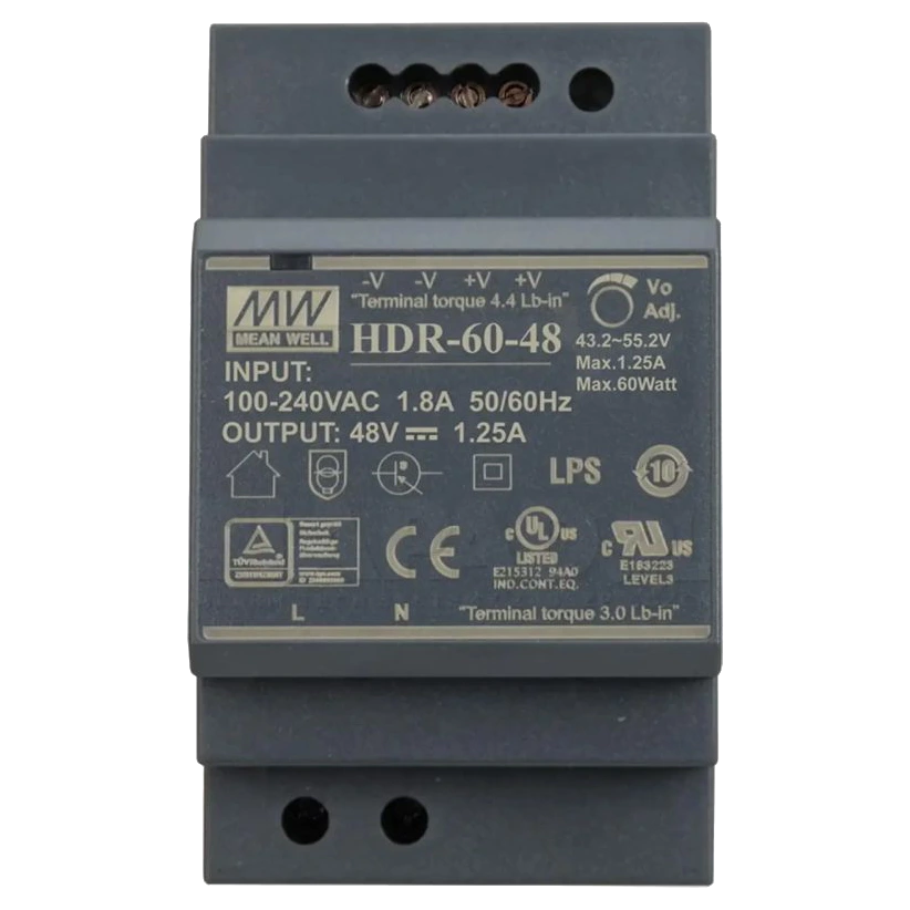 mean well hdr-60-48 48b 1.25а для монтажа на din рейку блок живлення