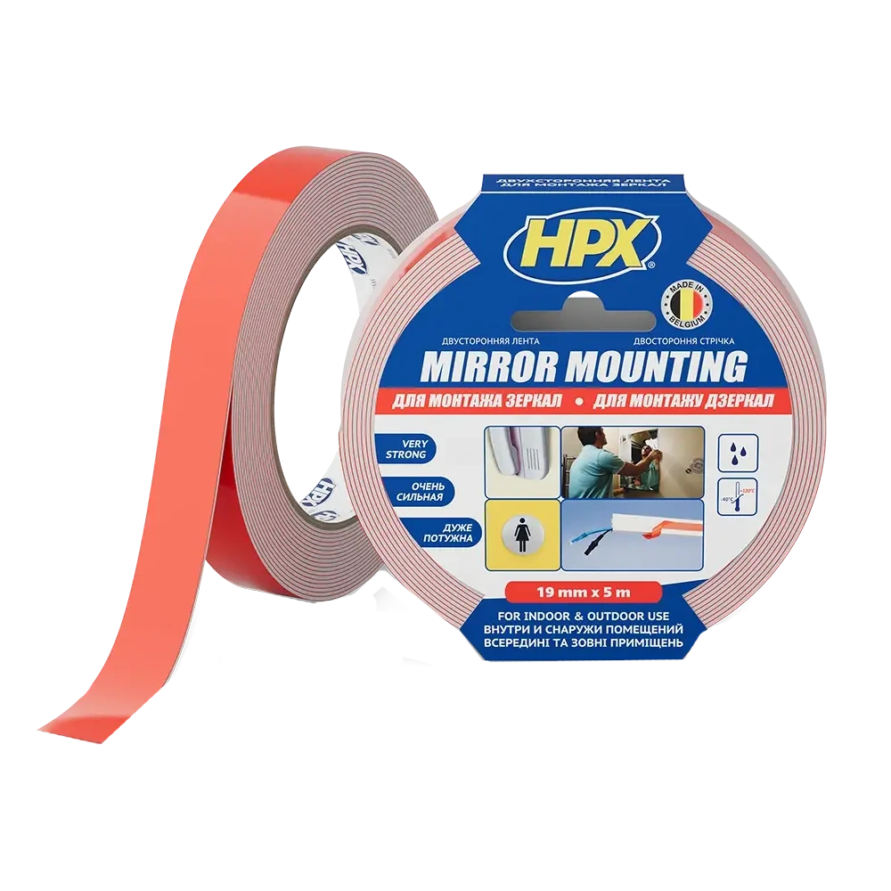 hpx ds1905 mirror mounting 19мм х 5м стрічка двохстороння спінена для дзеркал