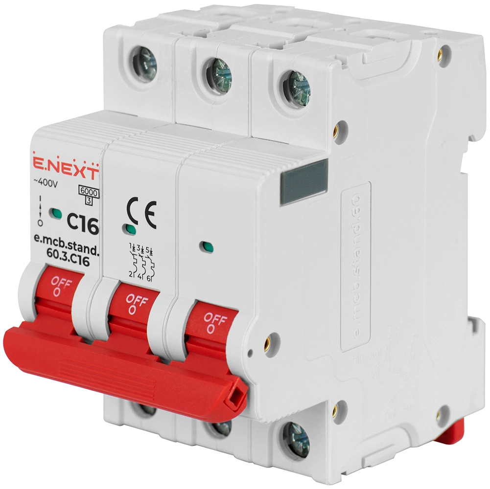 enext e.mcb.stand.60.3.c16, 3р, 16а, c, 6ка модульний автоматичний вимикач