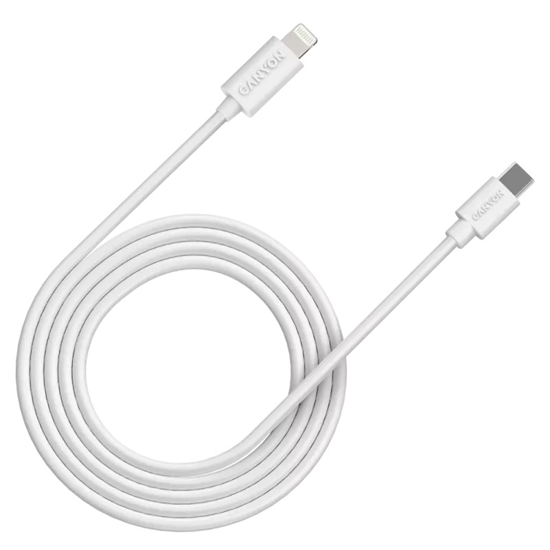 canyon cfi12b white (lightning - usb-c ) 2м 20вт кабель