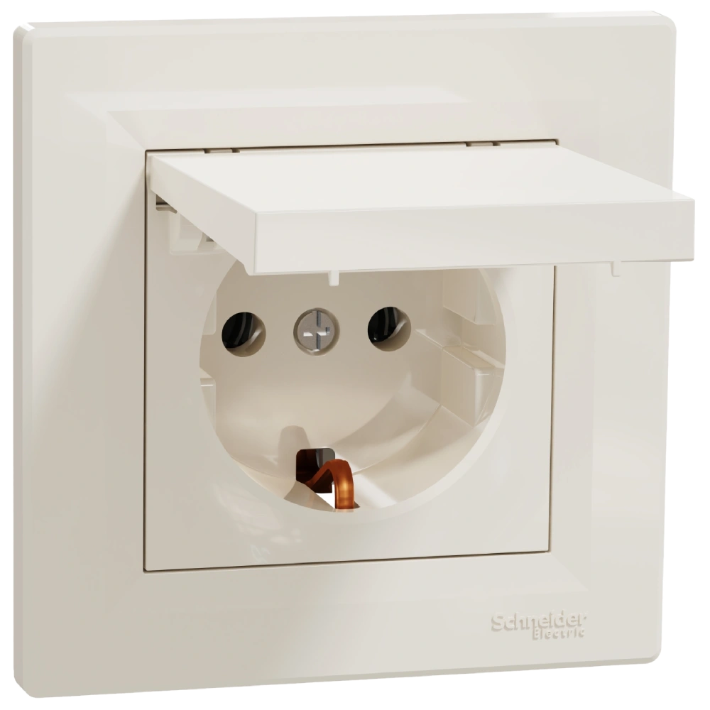 schneider electric asfora eph3100123 розетка із кришкою, із заземленням