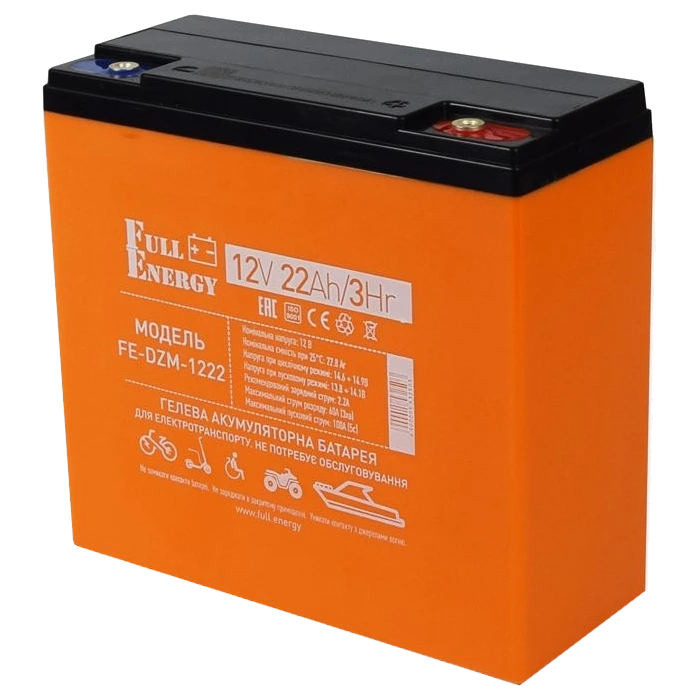 full energy fe-dzm-1222 12в 22а•год тяговий гелевий акумулятор