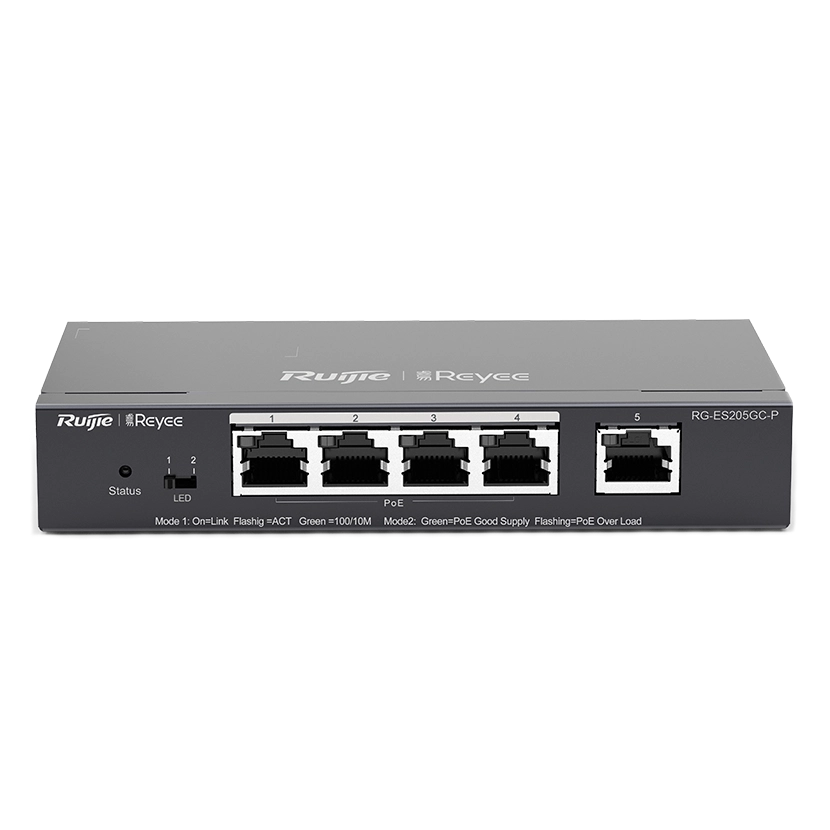 ruijie rg-es205gc-p 5-портовий гігабітний інтелектуальний poe комутатор