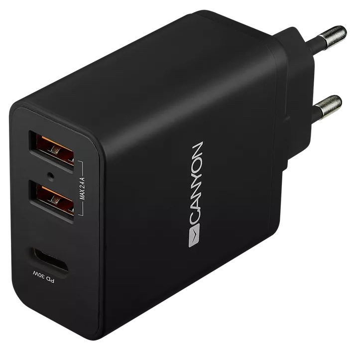 canyon h-08 black (qc/pd 30w) мережевий зарядний пристрiй