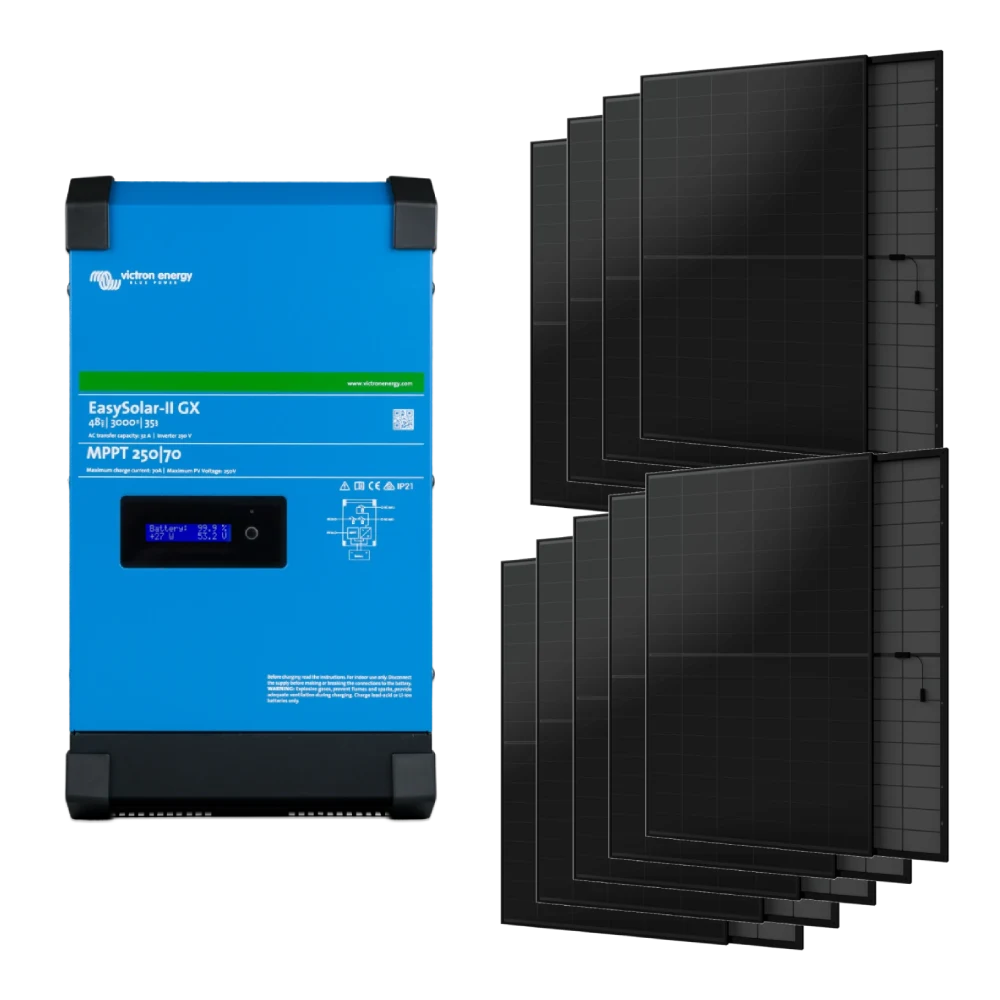 victron energy easysolar-ii gx 48/3000/35-32 + aiko-a445-mah54mb 2.4 квт система автономного живлення однофазна