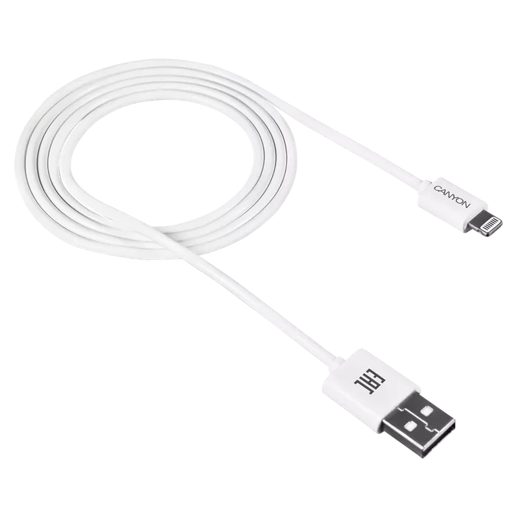 canyon cfi1w white (lightning - usb-a) 1м кабель