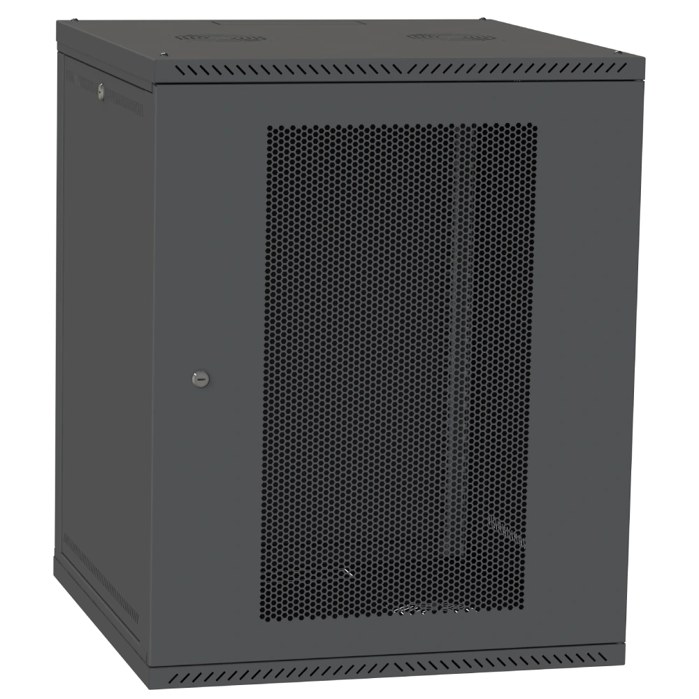 ipcom 15u 600x600 шафа телекомунікаційна двері перф(чорна)