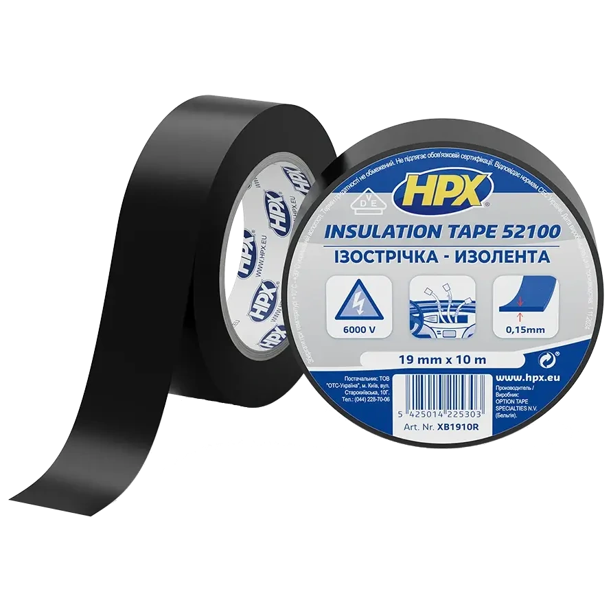 hpx xb1910 hpx52100 19мм х 10м стрічка пвх ізоляційна