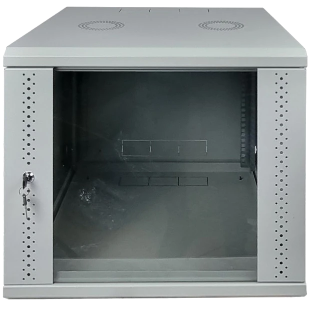 eserver 9u 600х500х503 скло, сіра шафа