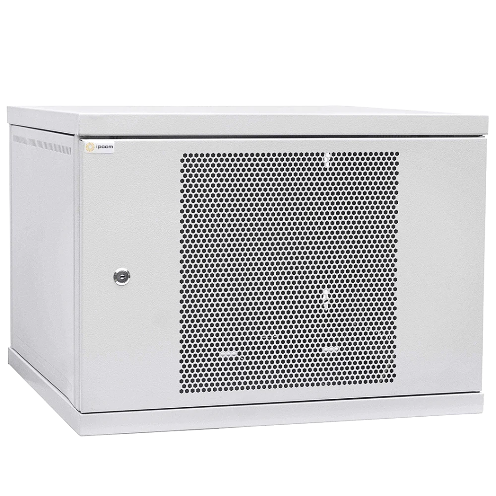 ipcom 12u 600x600 шафа телекомунікаційна двері перфорація (сіра)