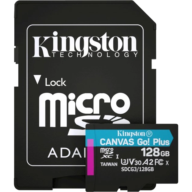 kingston microsdxc 128 гб u3 v30 a2 (sdcg3/128gbsp) карта пам’яті