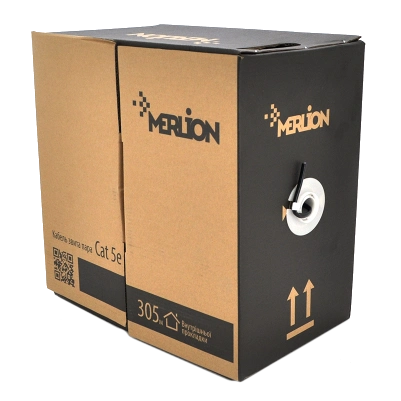merlion зовнішній кнп utp (4*2*0.5) 4p 24 awg cca пе (305м) чорний кабель
