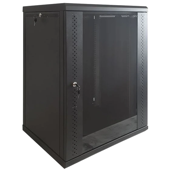 eserver 12u 600х600х637 скло, чорна шафа