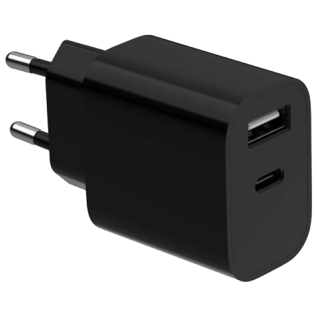 gembird ta-uc-2ac12-01-bk (usb type a + usb type c) мережевий зарядний пристрій