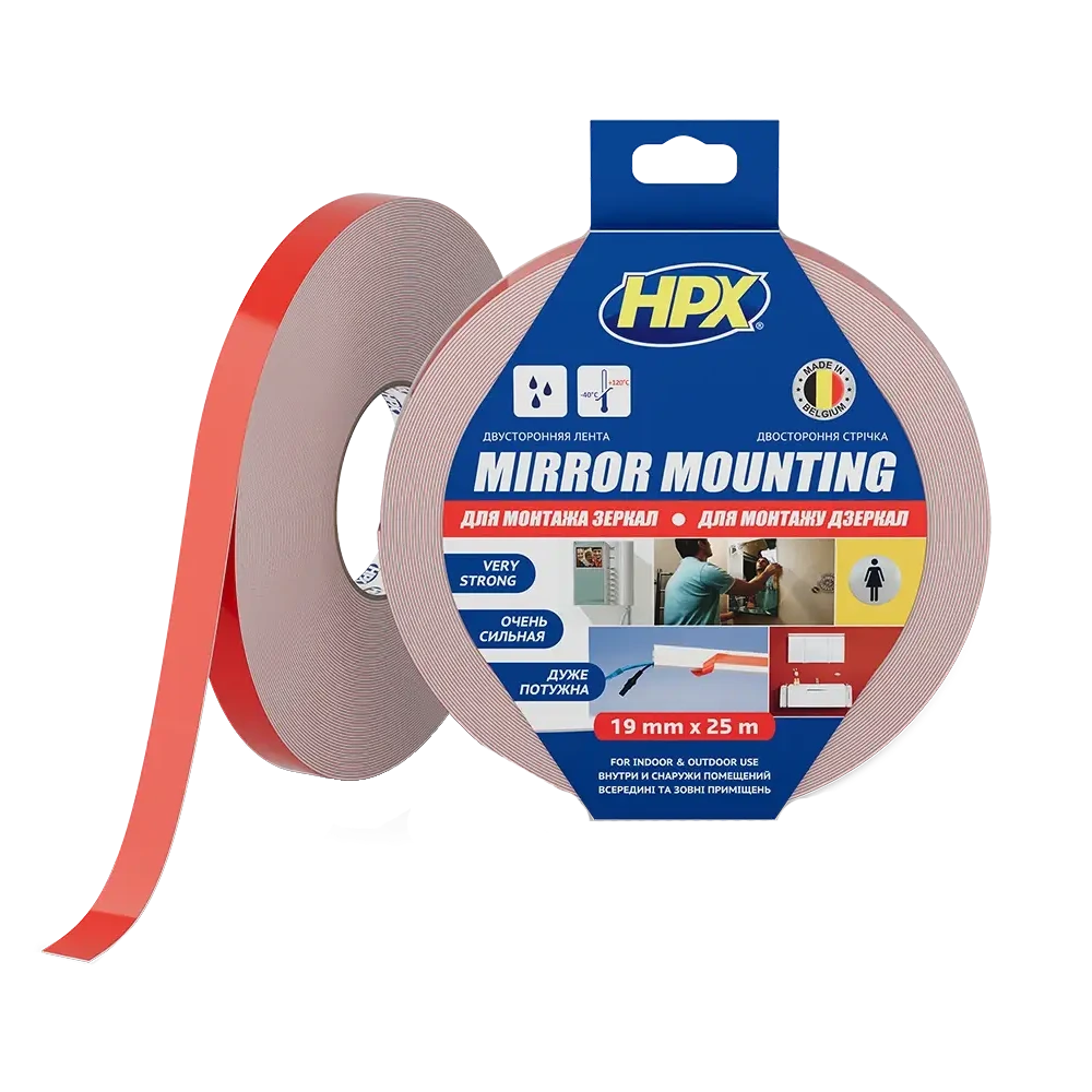 hpx ds1905 mirror mounting 19мм х 25м стрічка двохстороння спінена для дзеркал