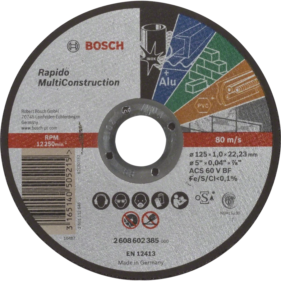 bosch multi construction rapido 125x1.0x22.2 відрізний круг по металу