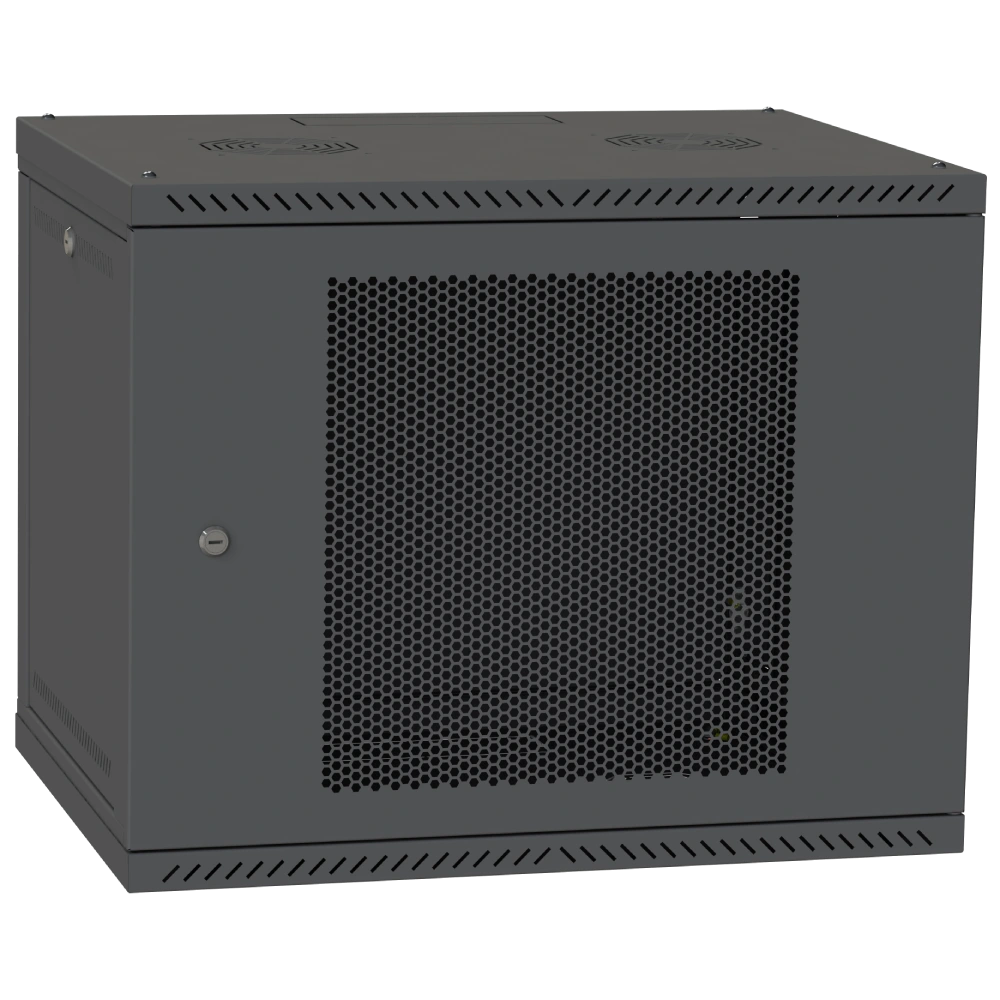 ipcom 12u 600x450 шафа телекомунікаційна двері перф(чорна)