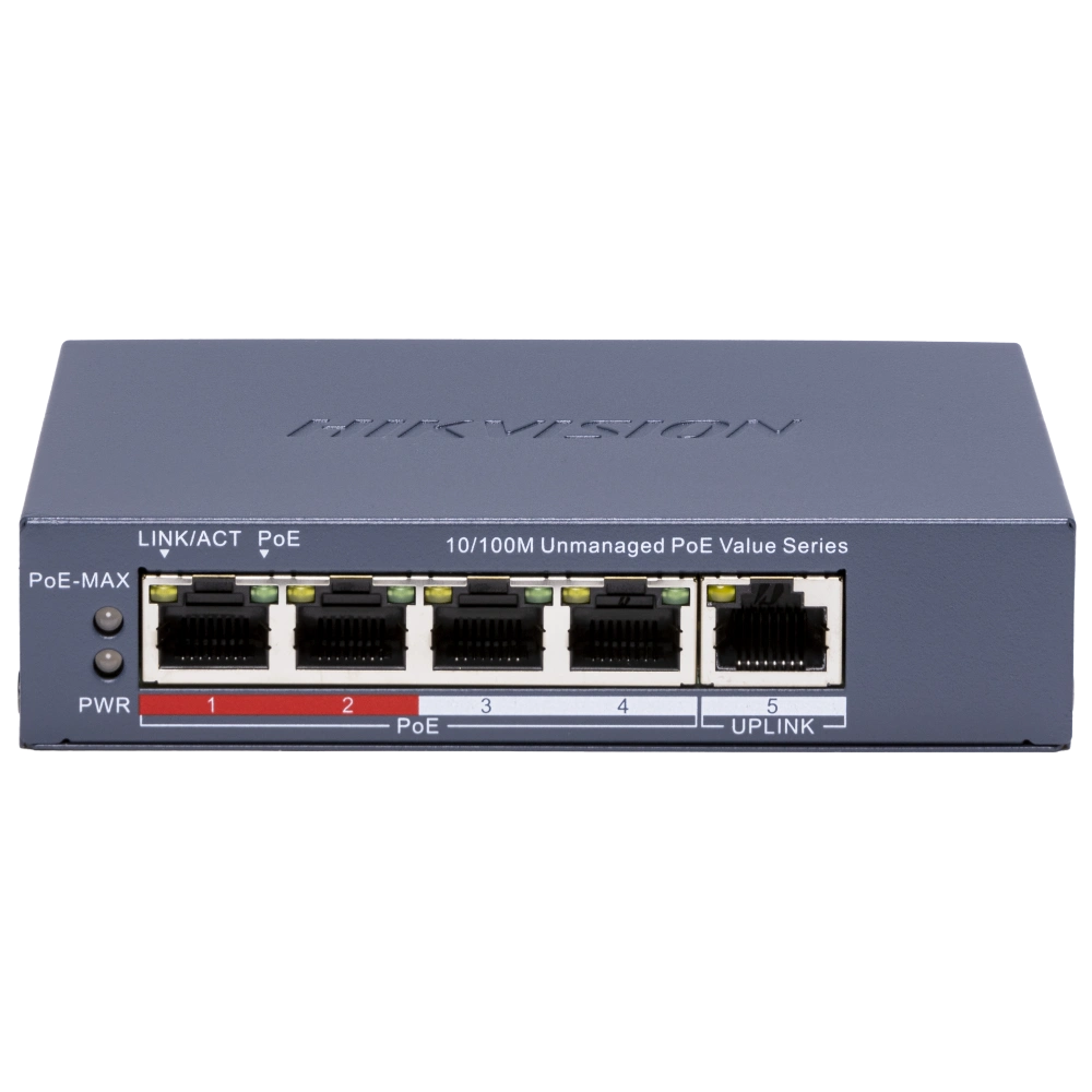 hikvision ds-3e0105p-e/m(c) poe комутатор 5 портів некерований