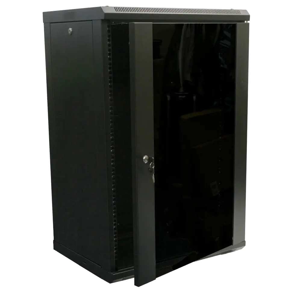 hypernet wmnc-18u-flat- black шафа коммутаційна настінна 18u 600x450 розбірна