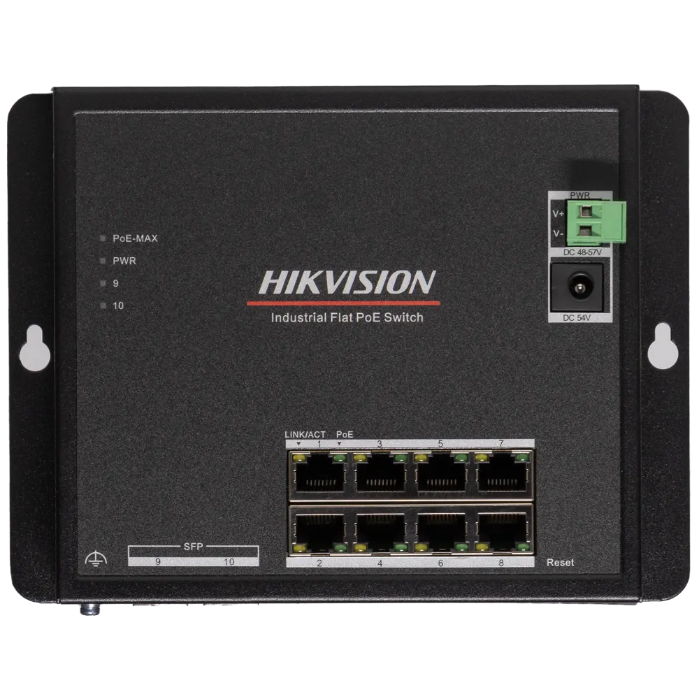 hikvision ds-3t1510p-si-flt/no power unit (без блока живлення) комутатор 8 портів керований