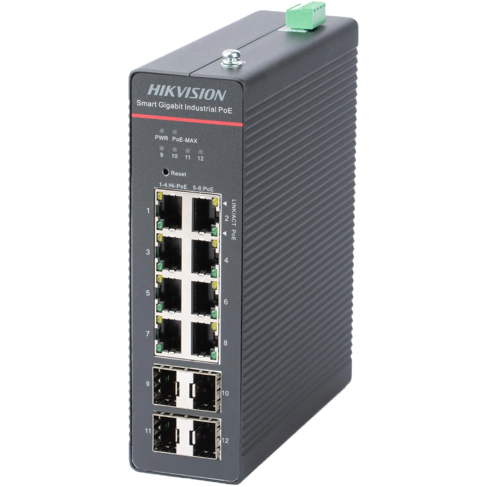 hikvision ds-3t1512hp-si-8p4fkit(240w) комутатор 8 портів керований