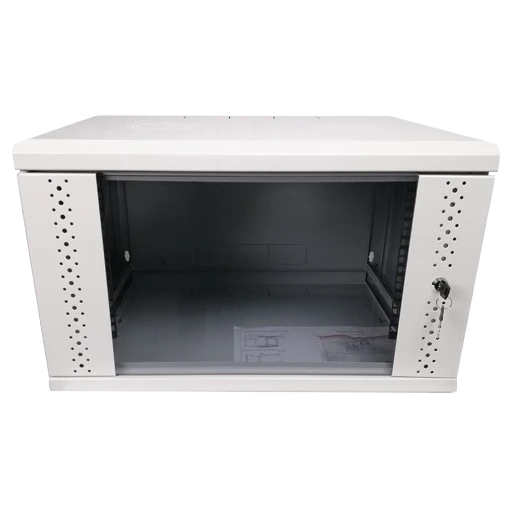 eserver 6u 600х500х370 скло, сіра шафа