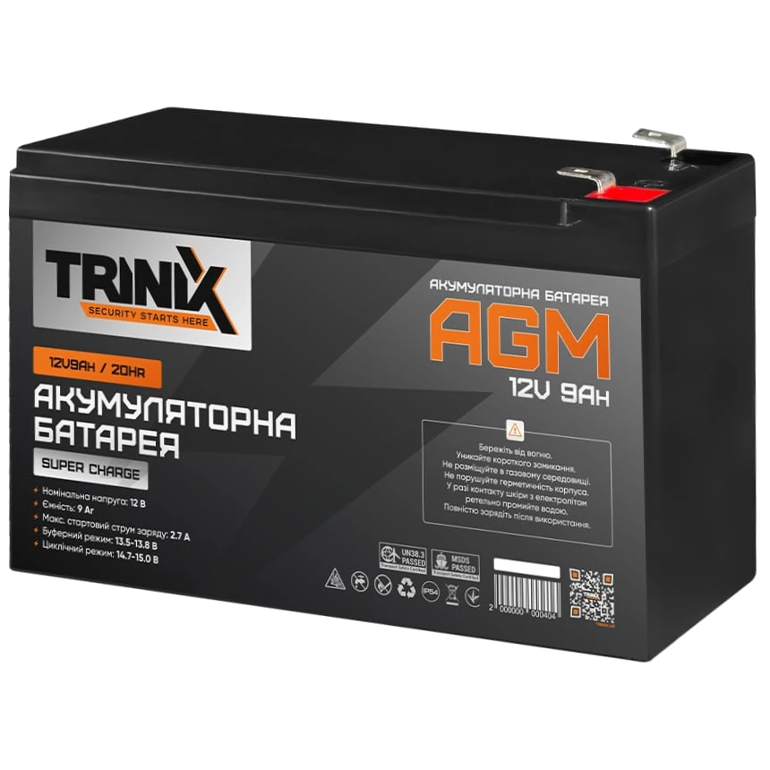 trinix super charge 9а•г 12в свинцево-кислотна акумуляторна батарея