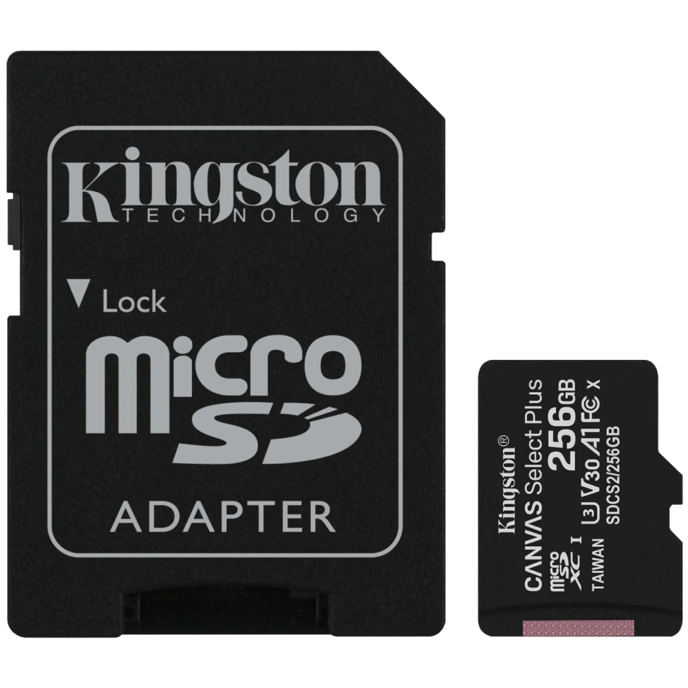 kingston 256gb micsdxc canvas select plus 100r a1 c10 card модуль флеш-пам'яті