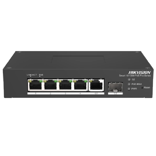 hikvision ds-3t1306p-si/hs poe комутатор 6 портів керований