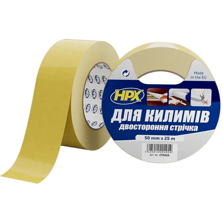 hpx ct5025 carpet tape 50мм х 25м стрічка двохстороння для фіксації килимків