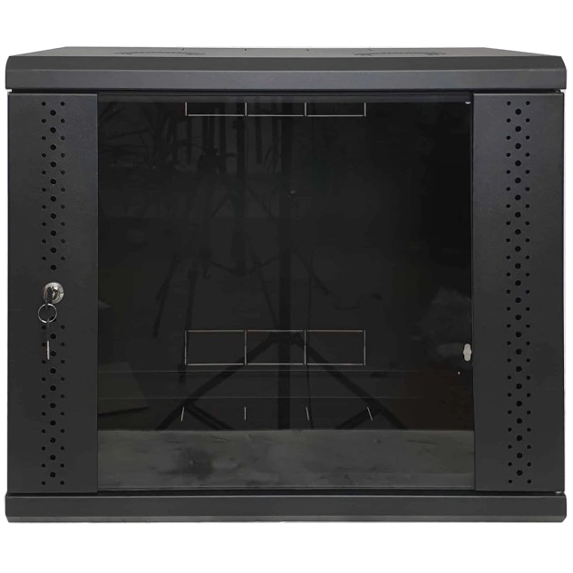 eserver 9u 600х500х503 скло, чорна шафа