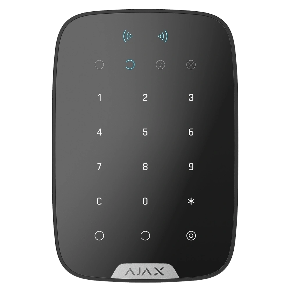 бездротова клавіатура з підтримкою захищених карток і брелоків ajax superior keypad plus black jeweller