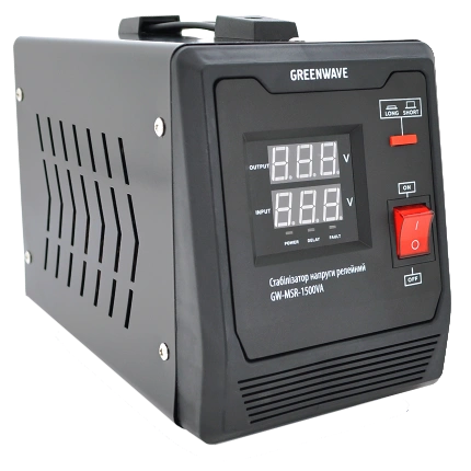 green wave mauser 1500va (1050вт) стабілізатор напруги релейний 1xshuko, dc140-260v, ac220±8%, box