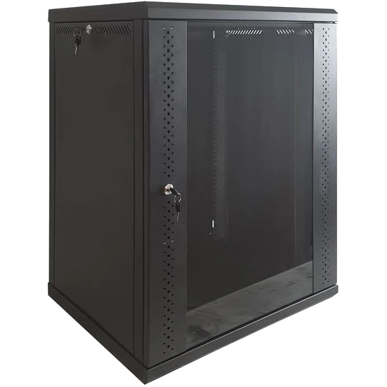 eserver 12u 600х350х637 скло, чорна шафа