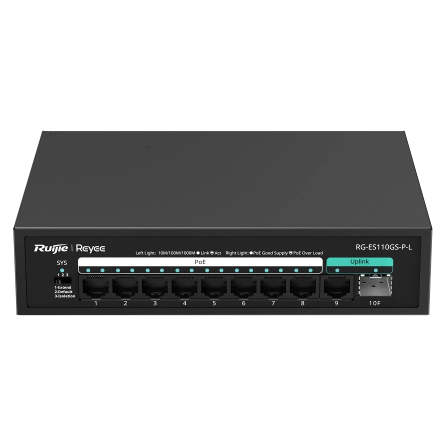 ruijie reyee rg-es110gs-p-l poe комутатор 10 портів некерований