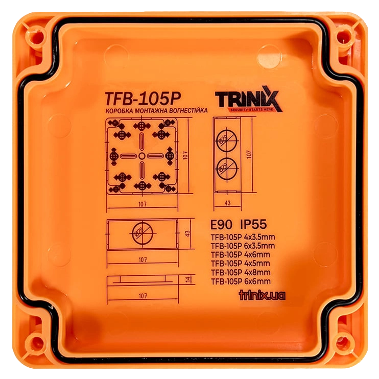 trinix tfb-105p 4x3.5 вогнестійка розподільна коробка