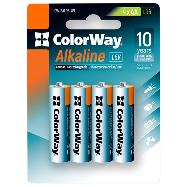 сolorway alkaline power лужні aa (4 шт) blister батарейки